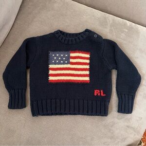 Ralph Lauren American Flag Sweater Polo Navy Baby Toddler 12/24M L/XL